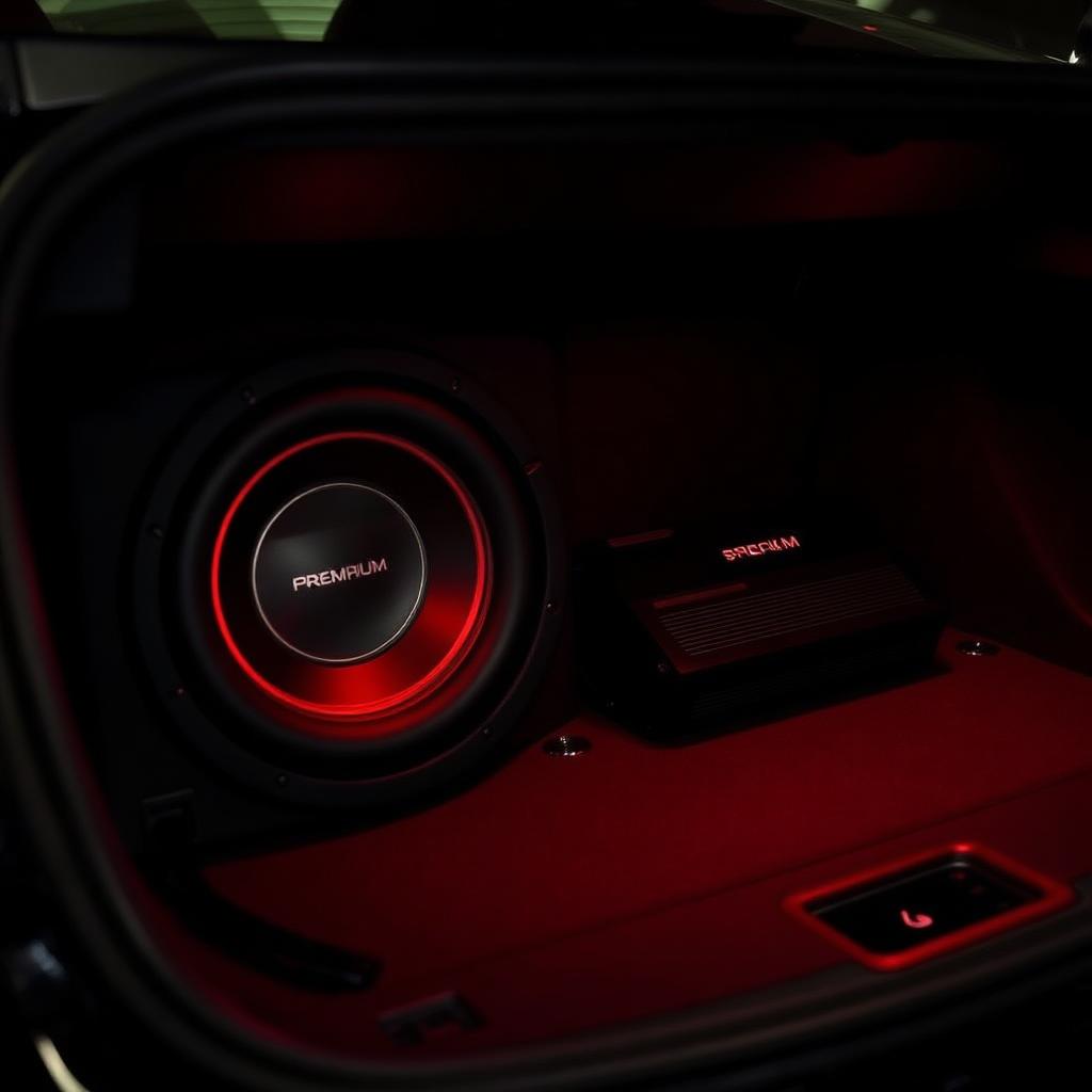 Subwoofer & power amplifier terpasang di bagasi mobil